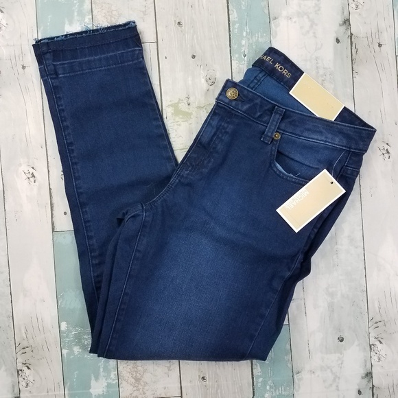 MICHAEL Michael Kors Denim - Michael Kors Izzy Skinny Released Hem Blue Jeans
